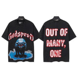 Godspeed men's short-sleeve t-shirt - washed print, hotfix rhinestone detail, streetwear style