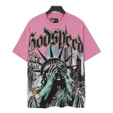 Men's youth t-shirt with rhinestone print, 100% cotton, american retro style