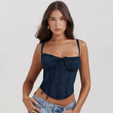 Women's top: amazon cross-border summer lace patchwork tie-up sexy european and american style top, hot girl camisole tank top for women