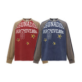 Unisex long-sleeved shirt autumretro color matching
