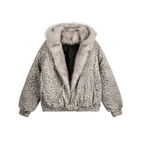Unisex Down Jacket Men's Winter Leopard Print Padded Cotton Warm Padded Jacket
