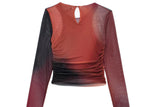 Women T-Shirt Autumn New Printed Silk Net Women's T-shirt Top