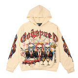 Hip-hop hoodie american trader skull printing retro washed and distressed rock loose hooded sweatshirt hoodie