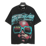 Men's t-shirt short sleeve hot diamond printing g pure cotton hip hop street printing
