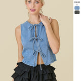 Women's top - direct from the factory, amazon & aliexpress seller, fashionable & trendy casual denim vest with tie-up straps for women - perfect for us & european cross-border e-commerce