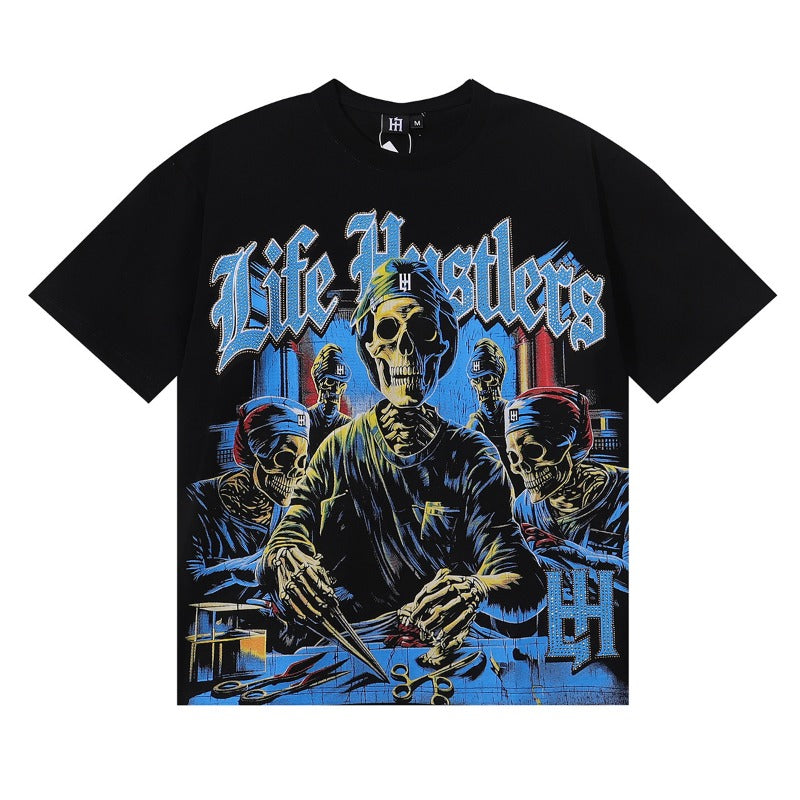 Life hustlers hot diamond cotton t-shirt - direct-to-garment american hip-hop print