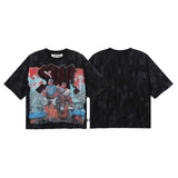 Bkys hot diamond washed pure cotton t-shirt g direct injection hip hop printing