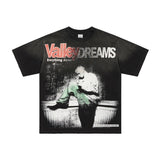 Duaa american street pure cotton t-shirt g direct injection retroprinting