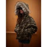Unisex Down Jacket Men's Winter Camouflage Fur Collar Padded Jacket