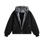 Unisex Down Jacket Winter Fleece Collar Plush Cotton Jacket Men