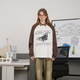 Unisex Sweatshirt Fall Contrast Color round Neck Sweatshirt