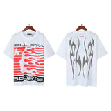 Men's short-sleeve t-shirt - washed print with hotfix rhinestones - premium cotton - high quality