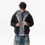 Unisex Down Jacket Winter Double Sided Fleece Hooded Jacket Men
