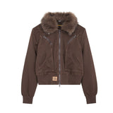 Unisex Down Jacket Men's Winter Short Fur Collar Padded Cotton