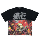 Mixed Emotion T-Shirt Alien Print Diamond Casual Loose Short Sleeve T-Shirt