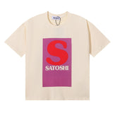 Satoshi letter print cotton t-shirt g