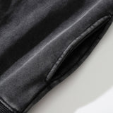 Men Hoodie Dog Printed Hoodie Men's Loose Wash Distressed Worn Pullover Side Pocket Hoodie