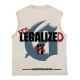 Hip hop tank top american blue sky and white clouds skull planting printing vest vest high street loose sweatshirt