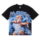Life hustlers hot diamond direct injection retro printing pure cotton t-shirt g