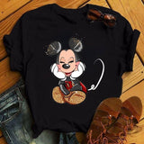 2024Plant Feather Print T-shirt Fashion Cartoon Plant Feather Print Women's Short Sleeve