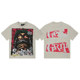 Men's t-shirt short sleeve hip hop printing g pure cotton printing hot diamond