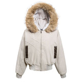 Unisex Down Jacket Men's and Women's Winter Fur Collar Hooded Padded Jacket