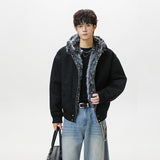 Unisex Down Jacket Winter Fleece Collar Plush Cotton Jacket Men