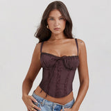 Women's top: amazon cross-border summer lace patchwork tie-up sexy european and american style top, hot girl camisole tank top for women