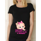 Pregnancy Shirt Maternity Cute Baby Print O-Neck