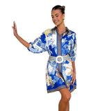 Women's top: summer european and american style cross-border e-commerce casual fashion printed lapel women's outerwear
