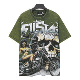 Washed and hot-drilled men's t-shirt short-sleeved g pure cotton hip hop street