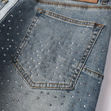 Purple Brand Denim Shorts Cross rhinestone