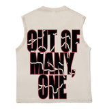 Hip hop tank top american retro skull racer street distressed hip hop loose vest sweatshirt trendy