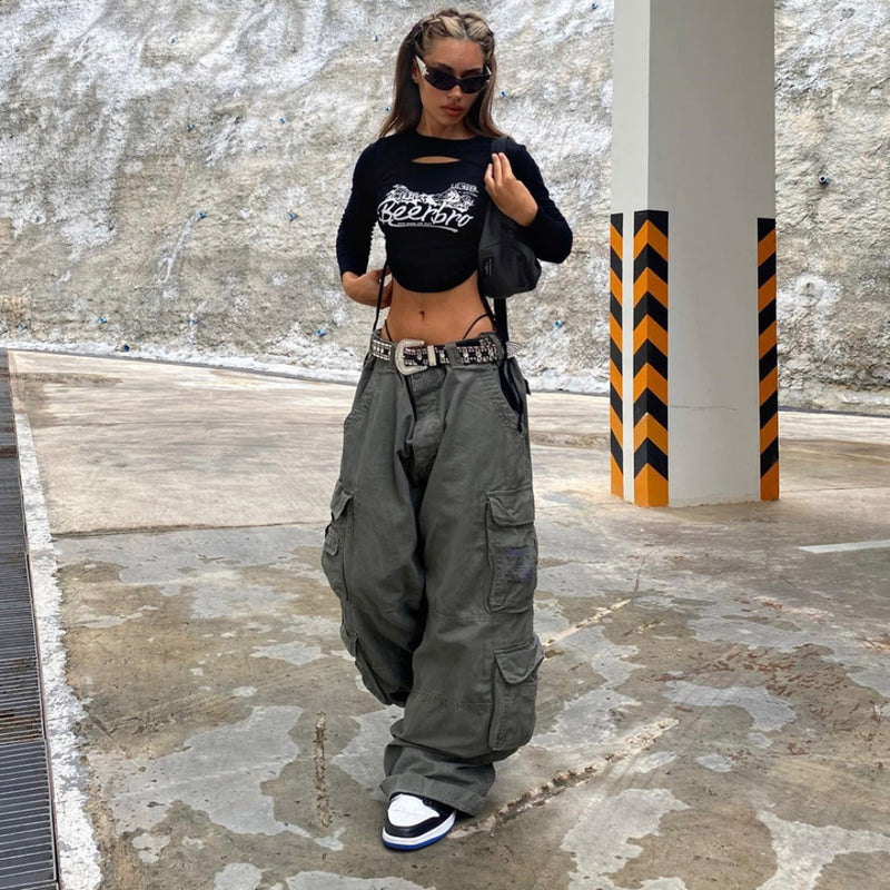 Women Cargo Pants Autumn and Winter Women's Clothing Patchwork Cargo Pants Women's Loose