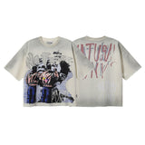 Bkys men's short-sleeve t-shirt - streetwear print, washed, rhinestone detail, 100% cotton