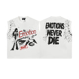 Mixed emotion men's t-shirt - short sleeve, rhinestone print, 100% cotton