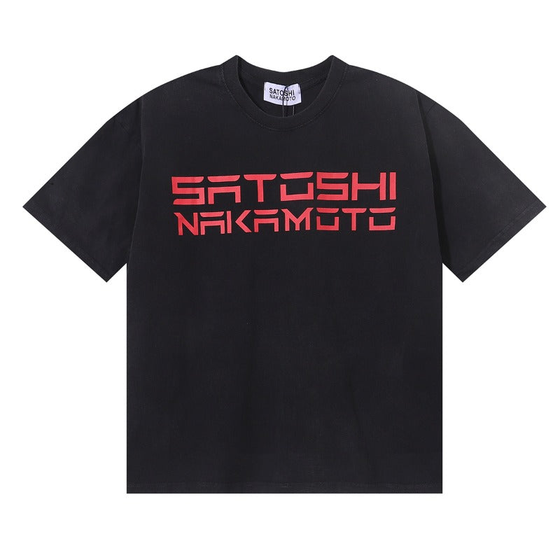 American-style satoshi pure cotton t-shirt with "g" letter print