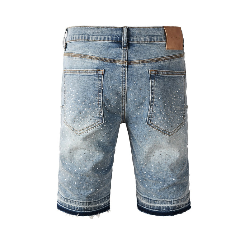 Purple Brand Denim Shorts Cross rhinestone