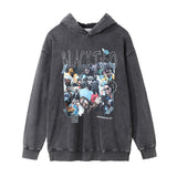 Men Hoodie All-Star Print Distressed Sweater Hooded Loose Men's Casual Hand Frayed Pullover