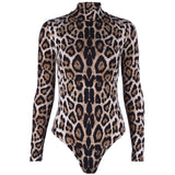 Women Jumpsuit Spring Sexy Turtleneck Print Long Sleeve Jumpsuit