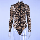 Women Jumpsuit Spring Sexy Turtleneck Print Long Sleeve Jumpsuit
