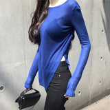 Women Long Sleeve Shirt Skin Slim Fit Long-Sleeved T-shirt Bottoming Shirt