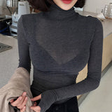 Women Long Sleeve Shirt Slim Fit Long-Sleeved T-shirt Bottoming Shirt Women's Fashion