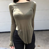 Women Long Sleeve Shirt Skin Slim Fit Long-Sleeved T-shirt Bottoming Shirt