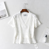Women T-Shirt Spring/Summer V-neck Short-Sleeved Knitted Bottoming Shirt T-shirt