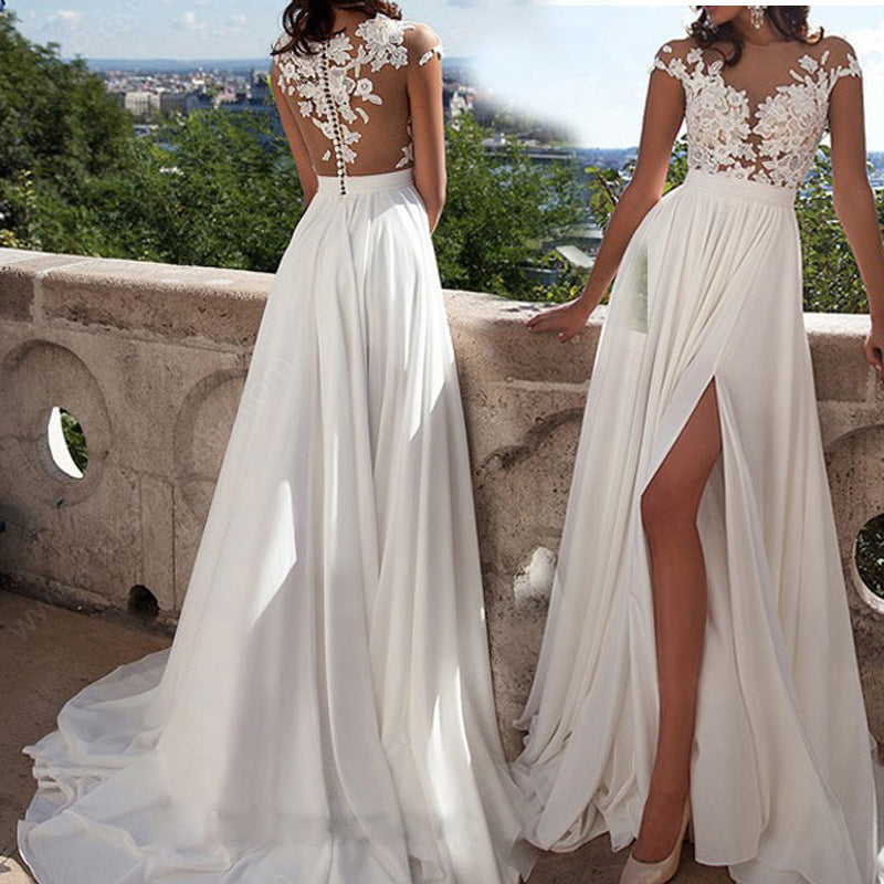 Slutty Wedding Dress Sexy Lace Split Evening Long Dress