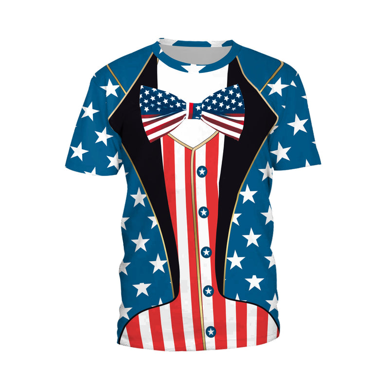 National Flag Day T Shirts Independence Day Printed Men's and Women's Loose Couple T-shirt