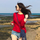 Women Long Sleeve Shirt Women's Casual Loose Long Sleeve T-shirt Bottoming Shirt