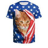 National Flag Day T Shirts Independence Day Printed Men's and Women's Loose Couple T-shirt
