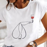 2024Plant Feather Print T-shirt Fashion Cartoon Plant Feather Print Women's Short Sleeve